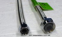 Stainless Steel Faucet Supply Hose (1/2" FIP x 3/8 Comp)-20"