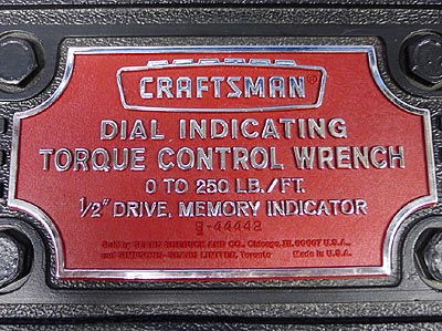 (9-44442) -Craftsman 1/2" Drive Dial Indicator Torque Wrench