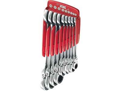 (467BF.JP12)-12pc Ratcheting Hinged Comb Wrench Set (7-19mm)(Fac