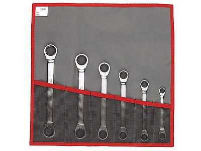 (64.JU6T)-6pc Ratcheting Ring Wrench Roll Set (1/4-15/16\")