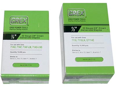 Grex 22 Gauge Staples-3/8" Crown x 3/8" Length (Box of 10,000)