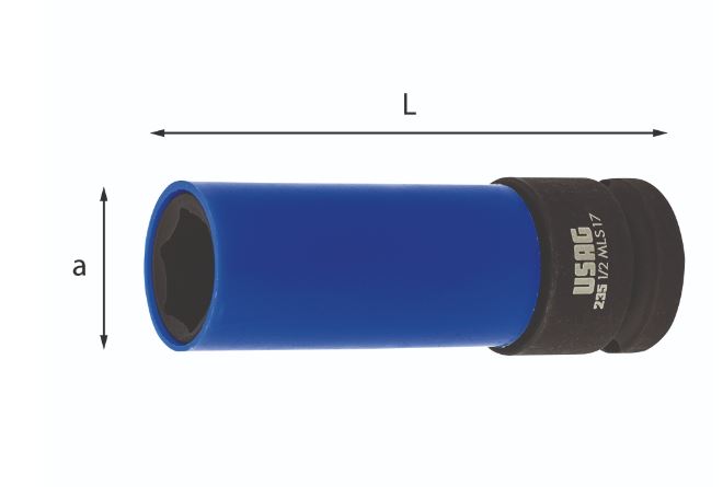 (NSI.19L)-Alloy Wheel Socket Set w/Protective Sleeve-19mm (USAG)