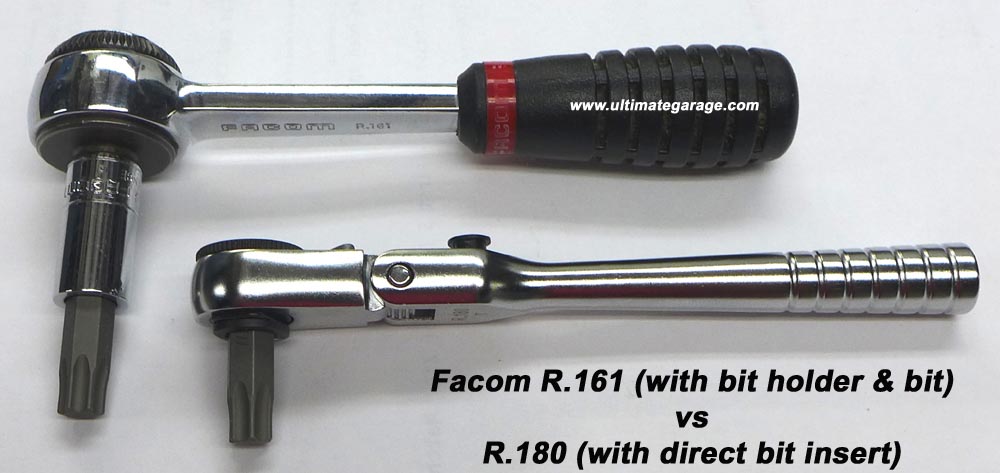 FACOM R.180HX Carraca ultracompacta de 1/4'' cabezal flexible 180° para  casquillos serie HX de 1/4